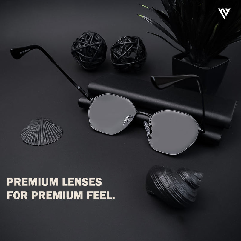 Black Geometric Polarized Sunglasses - PMG4132