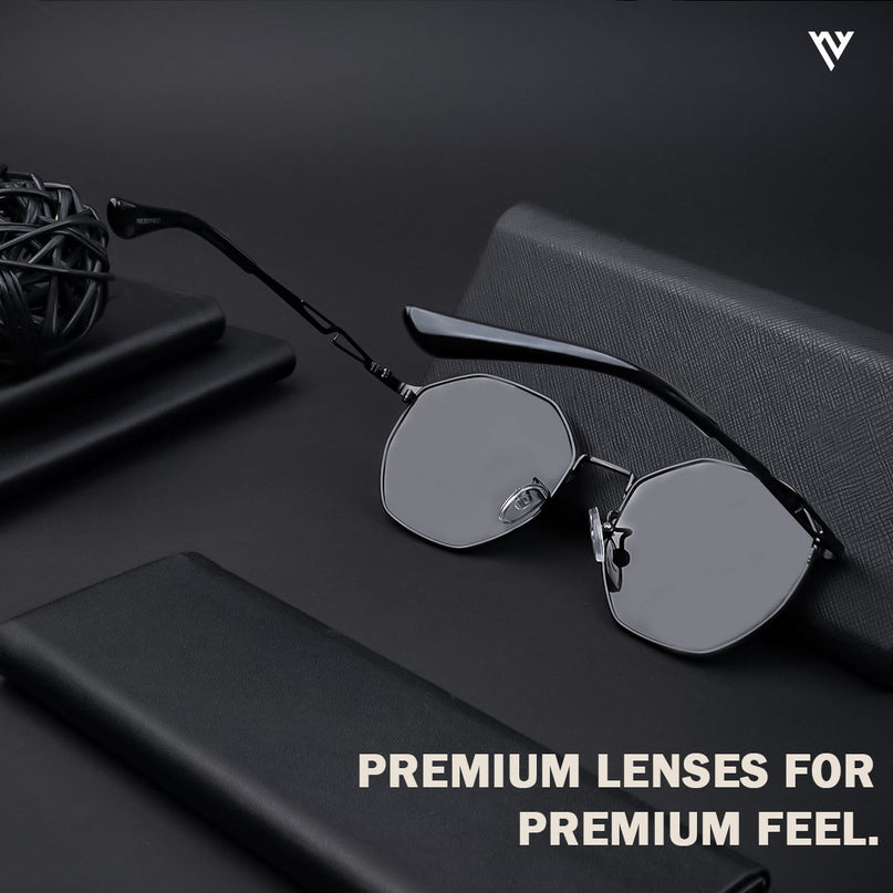 Black Geometric Polarized Sunglasses - PMG4146
