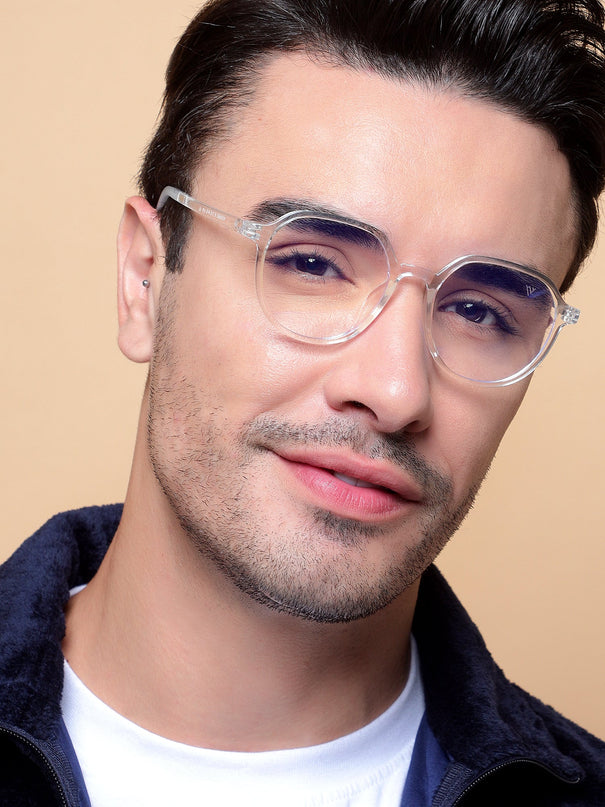 Voyage Air Transparent Round Eyeglasses for Men & Women - MG4389-C2