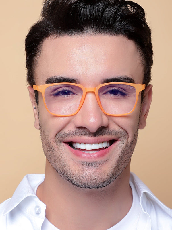 Voyage Air Orange Square Eyeglasses for Men & Women - MG4549