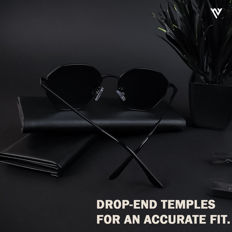 Black Geometric Polarized Sunglasses - PMG4132