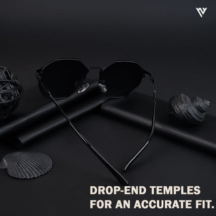 Black Geometric Polarized Sunglasses - PMG4146