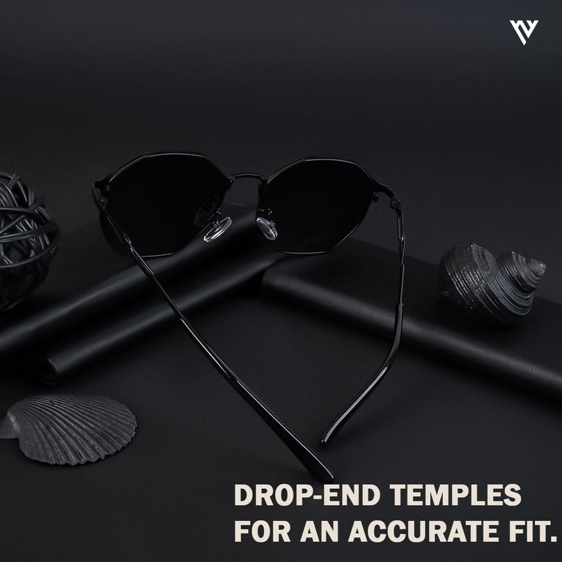 Black Geometric Polarized Sunglasses - PMG4146
