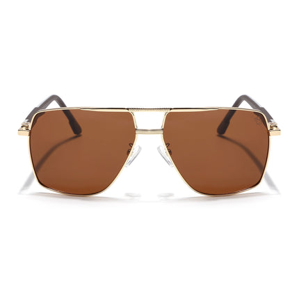 Eyejack Aviator Polarized Sunglasses for Men & Women (Brown Lens | Golden Frame - 8015PCL1976)