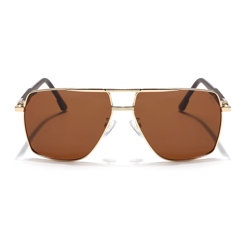 Eyejack Aviator Polarized Sunglasses for Men & Women (Brown Lens | Golden Frame - 8015PCL1976)