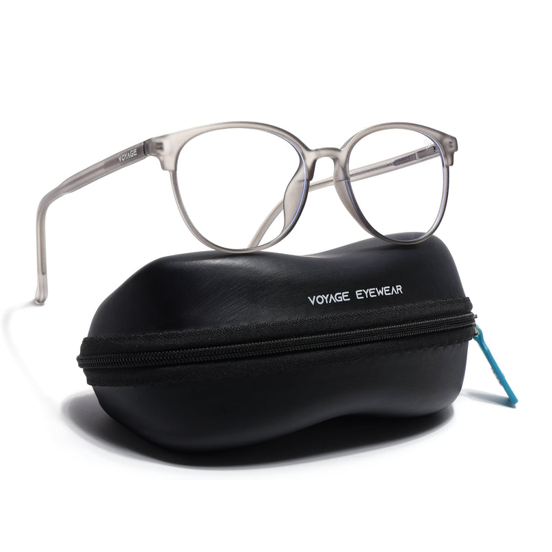 Voyage Dark Grey Round Eyeglasses for Men & Women (28810FMG7600)