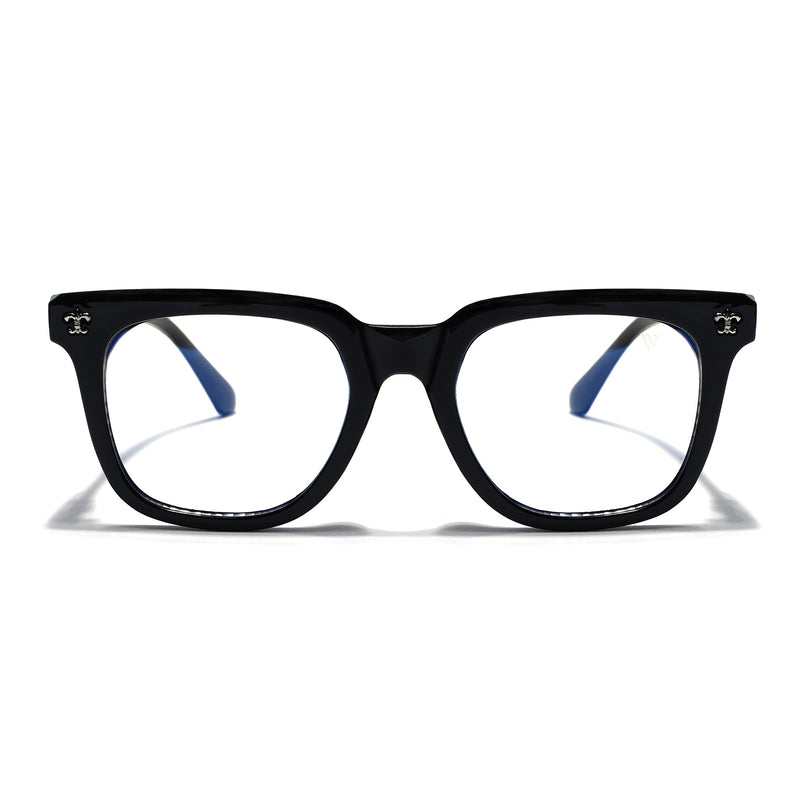 Voyage Black Square Eyeglasses for Men & Women (98530FMG7816)