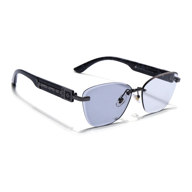 Rimless Photochromic Sunglasses for Men & Women (Light Black Lens | Grey Frame - MG7808)