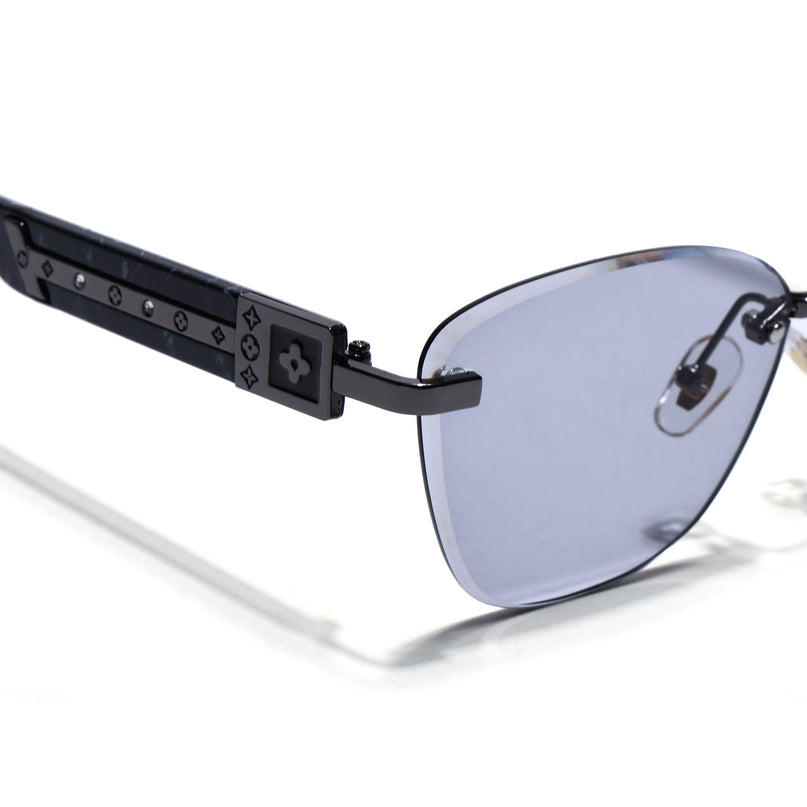 Rimless Photochromic Sunglasses for Men & Women (Light Black Lens | Grey Frame - MG7808)