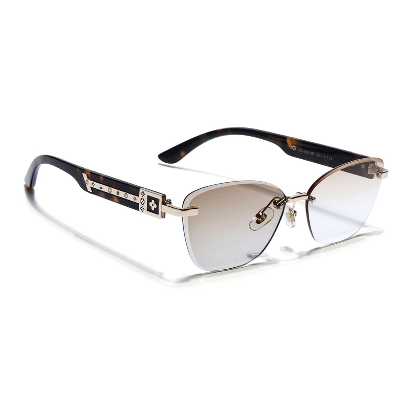 Rimless Photochromic Sunglasses for Men & Women (Yellow & Clear Lens | Golden Frame - MG7805)