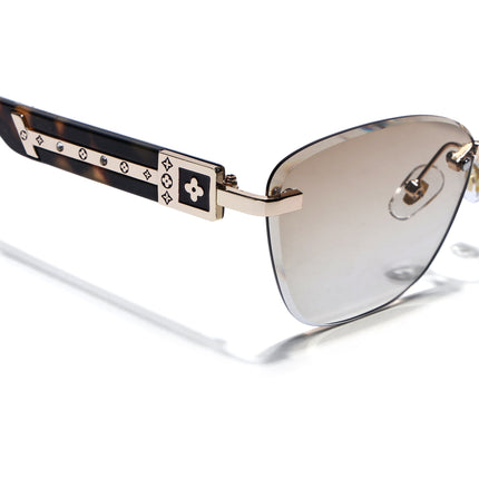 Rimless Photochromic Sunglasses for Men & Women (Yellow & Clear Lens | Golden Frame - MG7805)