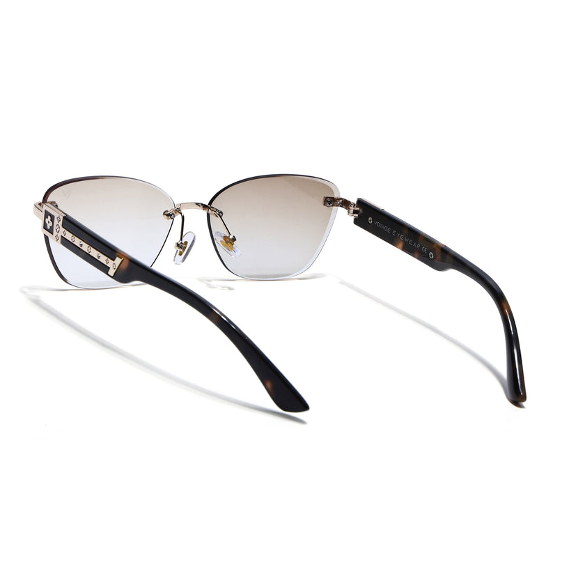 Rimless Photochromic Sunglasses for Men & Women (Yellow & Clear Lens | Golden Frame - MG7805)