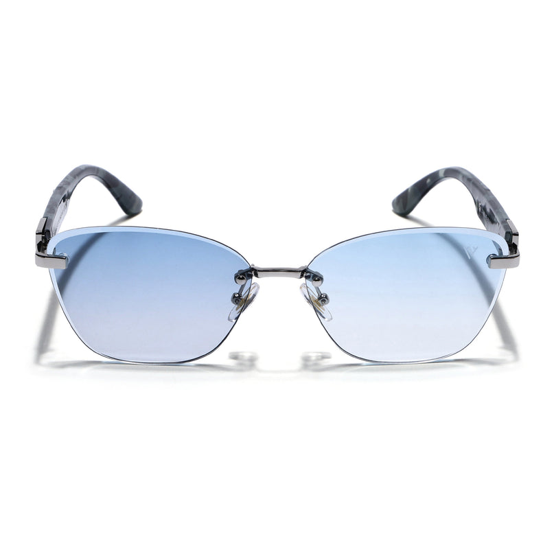 Rimless Photochromic Sunglasses for Men & Women (Blue & Clear Lens | Silver Frame - MG7807)