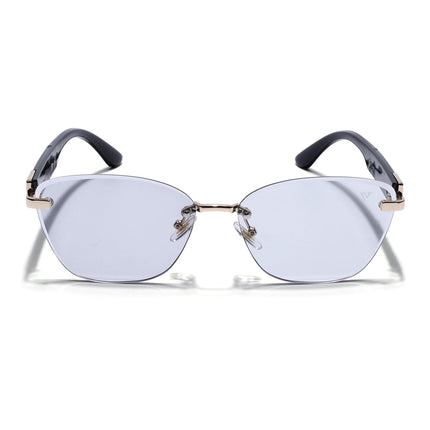 Rimless Photochromic Sunglasses for Men & Women (Light Black Lens | Golden Frame - MG7809)