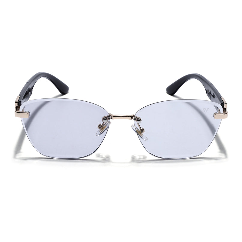 Rimless Photochromic Sunglasses for Men & Women (Light Black Lens | Golden Frame - MG7809)