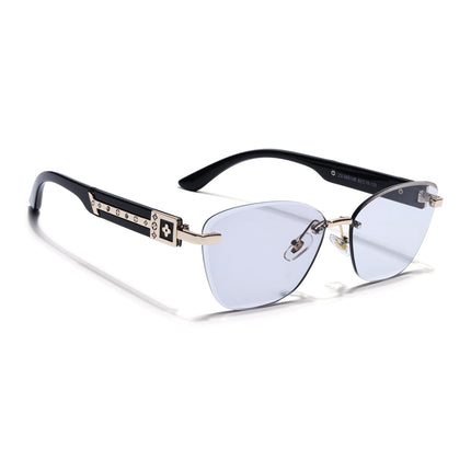 Rimless Photochromic Sunglasses for Men & Women (Light Black Lens | Golden Frame - MG7809)