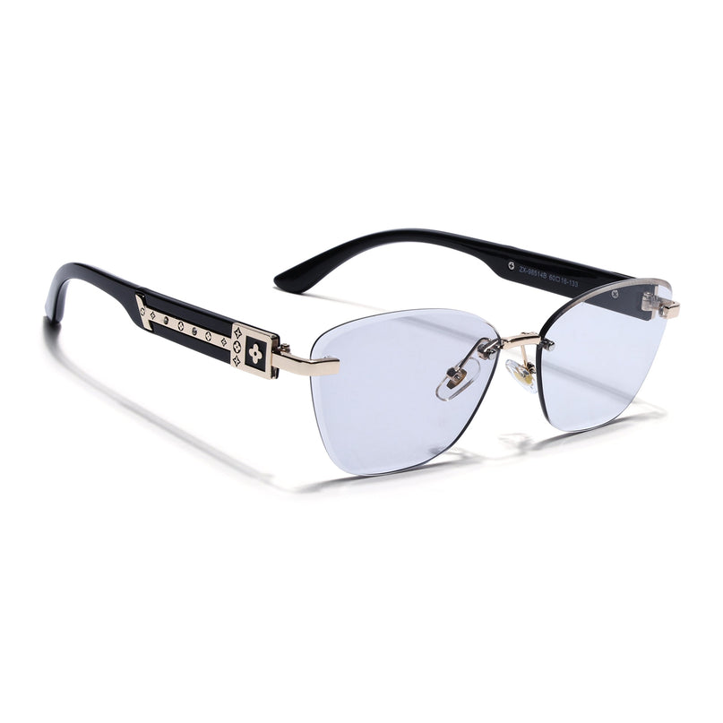 Rimless Photochromic Sunglasses for Men & Women (Light Black Lens | Golden Frame - MG7809)