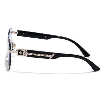 Rimless Photochromic Sunglasses for Men & Women (Light Black Lens | Golden Frame - MG7809)