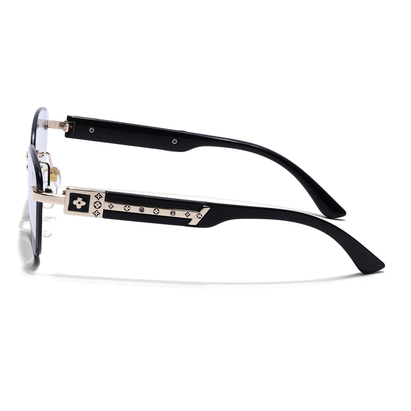 Rimless Photochromic Sunglasses for Men & Women (Light Black Lens | Golden Frame - MG7809)