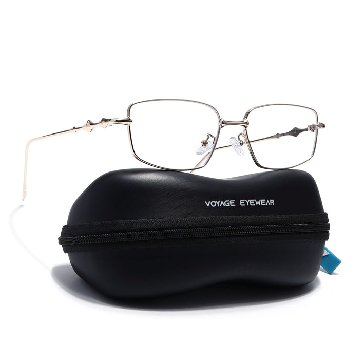 Voyage Golden Rectangle Eyeglasses for Men & Women (2412FMG7825)