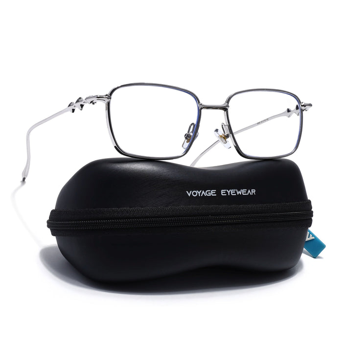 Voyage Silver Rectangle Eyeglasses for Men & Women (5565FMG7822)