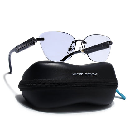 Rimless Photochromic Sunglasses for Men & Women (Light Black Lens | Grey Frame - MG7808)