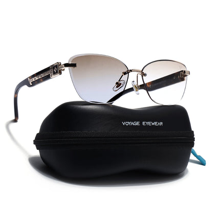Rimless Photochromic Sunglasses for Men & Women (Yellow & Clear Lens | Golden Frame - MG7805)
