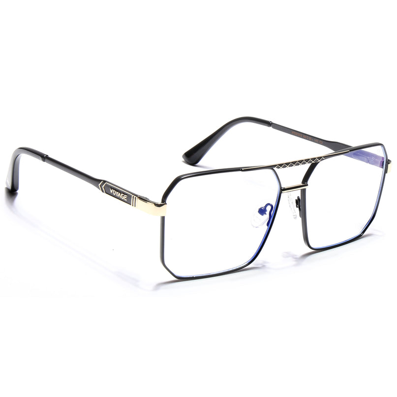 Voyage Exclusive Black & Golden Wayfarer Eyeglasses for Men & Women - MG5317-C1
