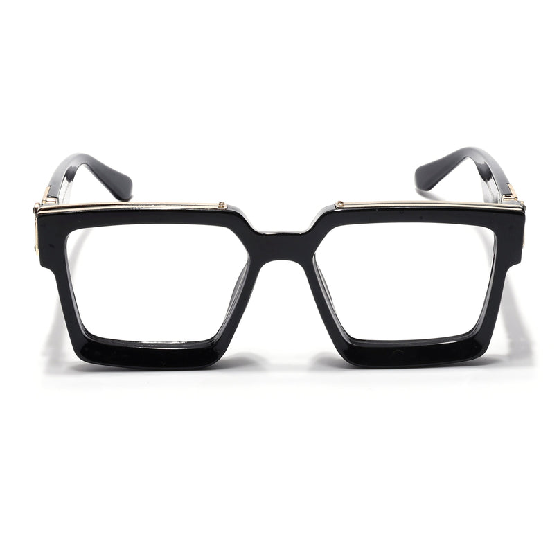 Voyage Exclusive Shine Black & Golden Wayfarer Eyeglasses for Men & Women - MG5173-C1