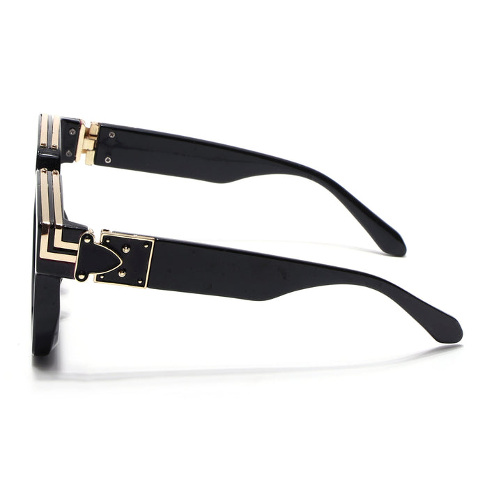 Voyage Exclusive Shine Black & Golden Wayfarer Eyeglasses for Men & Women - MG5173-C1