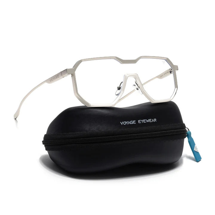Voyage Goat Silver Wayfarer Eyeglasses for Men & Women - MG5163-C1