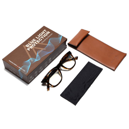 Mikael Anzel | Demi Brown Wayfarer | Blue Light Protection Reading Eyeglasses