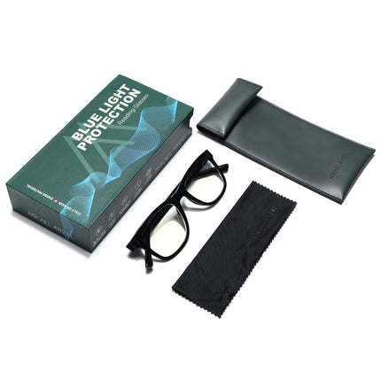 Mikael Anzel | Shine Black Wayfarer | Blue Light Protection Reading Eyeglasses