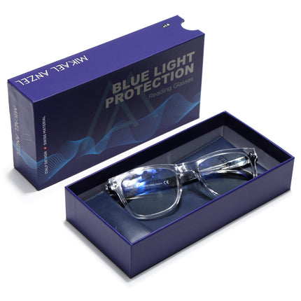 Mikael Anzel | Transparent Wayfarer | Blue Light Protection Reading Eyeglasses