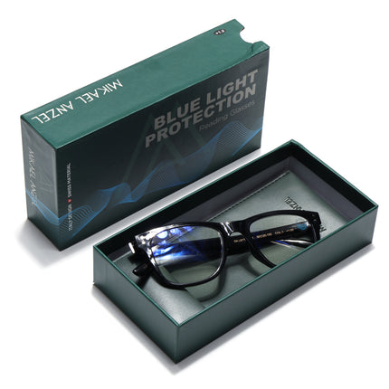 Mikael Anzel | Shine Black Wayfarer | Blue Light Protection Reading Eyeglasses