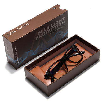 Mikael Anzel | Demi Brown Wayfarer | Blue Light Protection Reading Eyeglasses