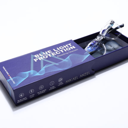 Mikael Anzel | Transparent Wayfarer | Blue Light Protection Reading Eyeglasses