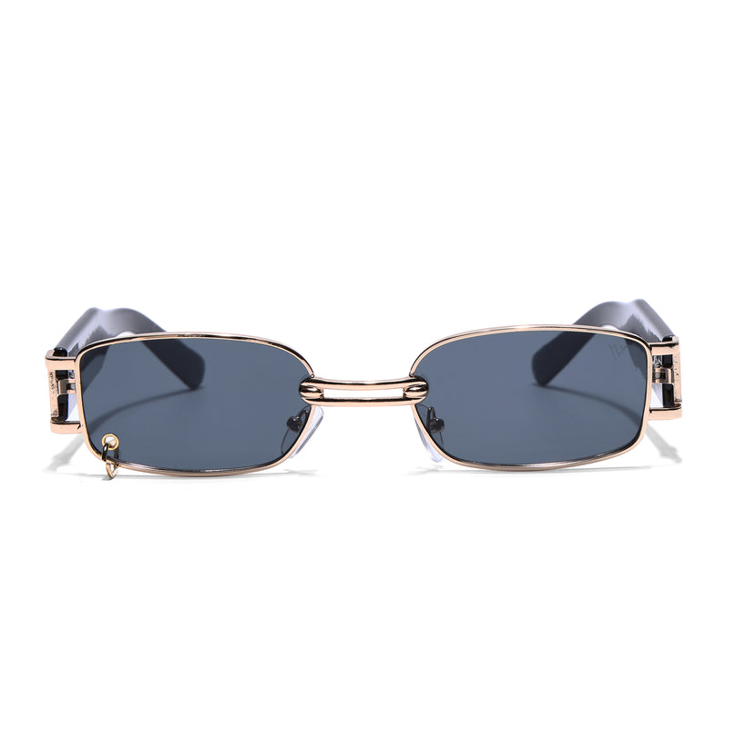 Punk | Golden Rectangle Sunglasses | Black Lens - MG5208
