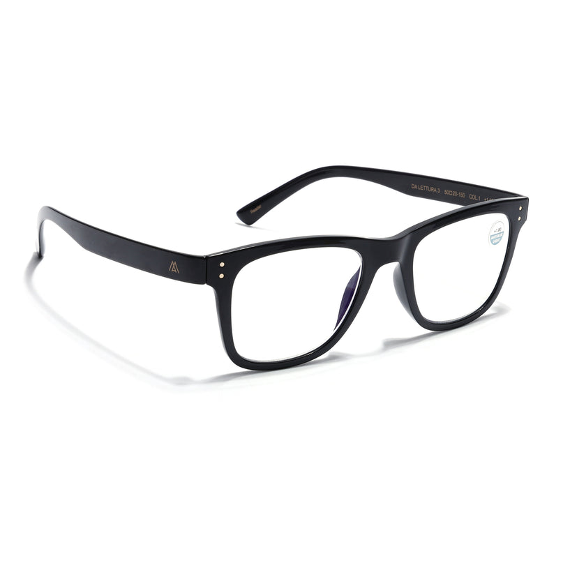 Mikael Anzel | Shine Black Wayfarer | Blue Light Protection Reading Eyeglasses