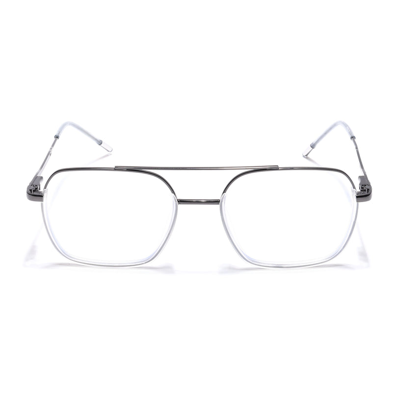 Eyejack Transparent & Grey Wayfarer Eyeglasses for Men & Women (2508FCL1613-C7)