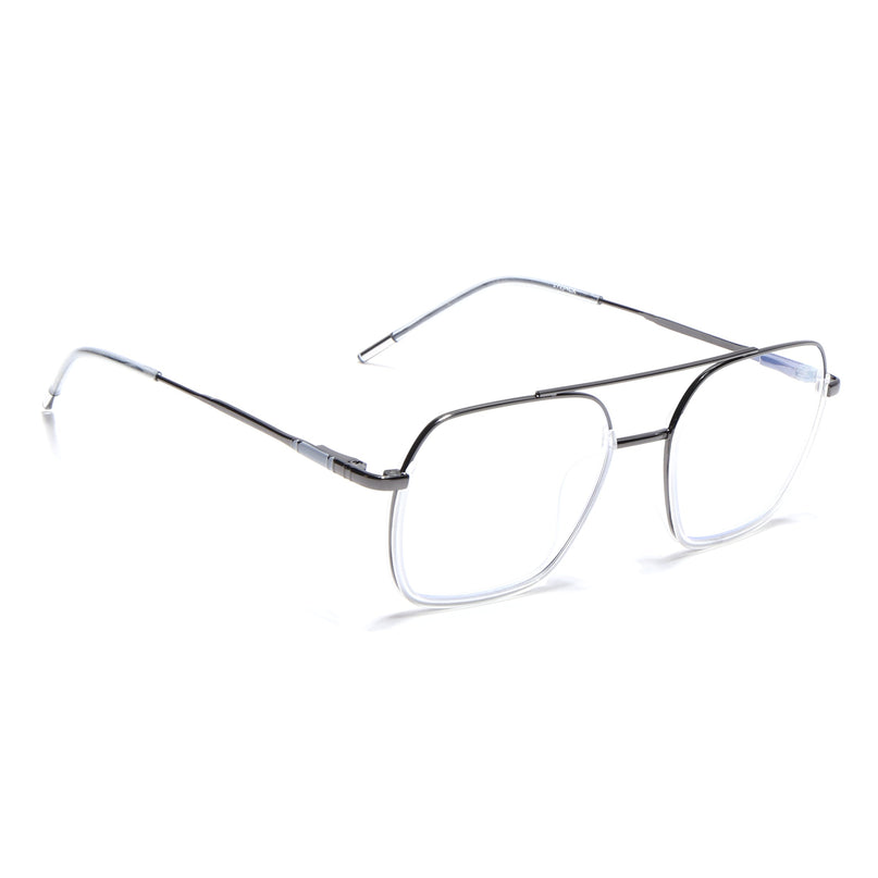 Eyejack Transparent & Grey Wayfarer Eyeglasses for Men & Women (2508FCL1613-C7)