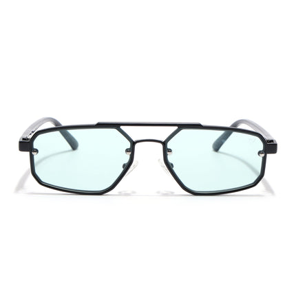 JetSet | Black Rectangle Sunglasses for Men & Women | Teal Lens - MG6839