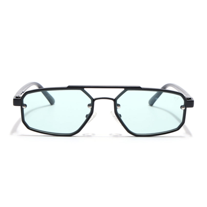 JetSet | Black Rectangle Sunglasses for Men & Women | Teal Lens - MG6839