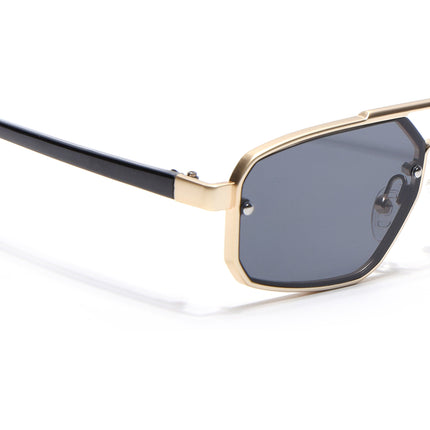 JetSet | Golden Rectangle Sunglasses for Men & Women | Black Lens  - MG6840