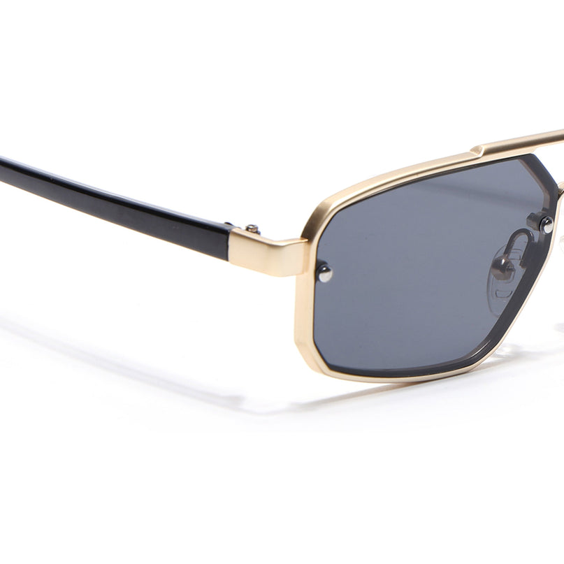 JetSet | Golden Rectangle Sunglasses for Men & Women | Black Lens  - MG6840
