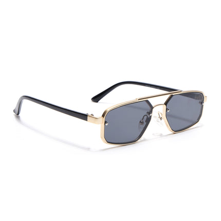 JetSet | Golden Rectangle Sunglasses for Men & Women | Black Lens  - MG6840