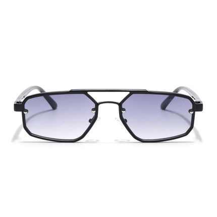 JetSet | Black Rectangle Sunglasses for Men & Women | Grey & Clear Lens - MG6838