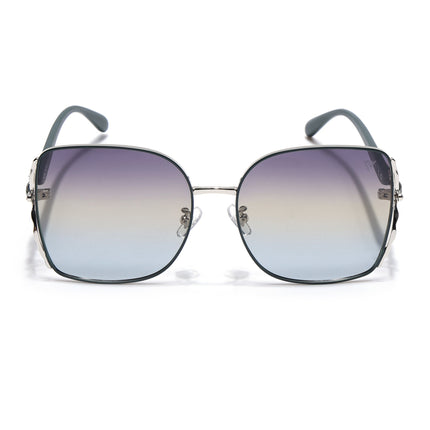 Voyage Select Over Size Polarized Sunglasses (Grey, Clear & Blue Lens | Silver & Green Frame - SLPMG6609)