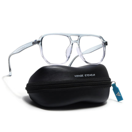 Voyage Light Blue & Clear Wayfarer Eyeglasses for Men & Women - MG4376-C4