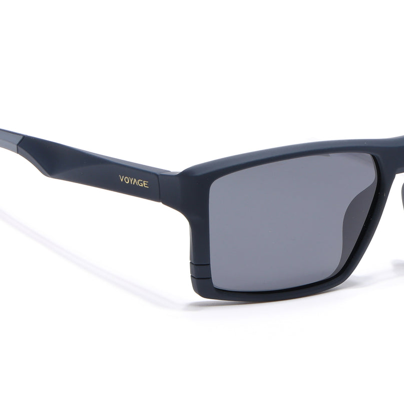 Square Polarized Sunglasses | Black Lens | Navy Blue Frame - PMG6746